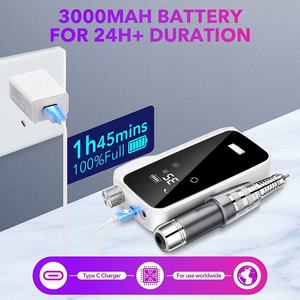 Perceuse à ongles professionnelle pour ongles acryliques, <span class=keywords><strong>lime</strong></span> à ongles électrique de 35000 tr/min avec 13 Bits, 30 bandes de ponçage rechargeables par USB - Product Image 3