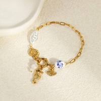 Bracelet Gaovo d'été en perles d'océan, en acier inoxydable, avec pendentifs coquillage et hippocampe, bijoux vintage tendance pour femme