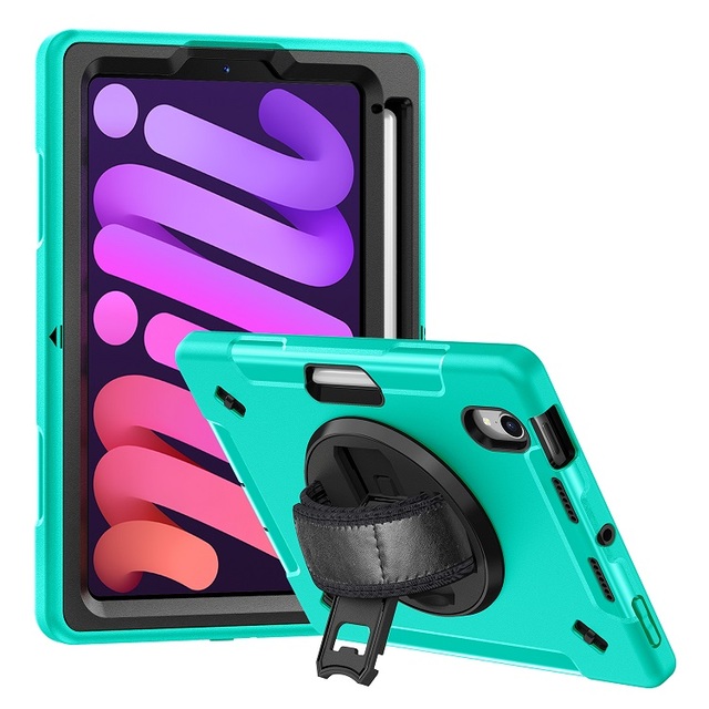 360 Rotation Stand Shoulder Strap Camera Protective Tablet Case for iPad Mini 7 8.3 Inch A17 Pro 2024 Case A2993 A2995 A2996