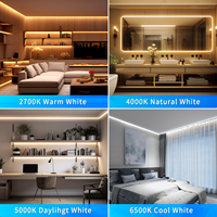 Doble blanco CCT COB 5M 24V Color blanco sintonizable 2700K ~ 6500K CCT COB tira de luz LED para debajo del Gabinete dormitorio Cocina