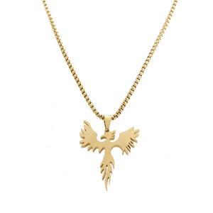 Collier pendentif Phénix en acier inoxydable pour homme, design animal géométrique, style punk rétro 23025 - Product Image 2