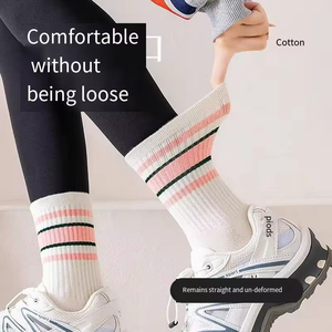 Free Design Custom High-End Crew Yoga <b>Socks</b> – Non-Slip <b>Grips</b> Breathable Cotton Ribbon Lace Style OEM/ODM Service - Product Image 4