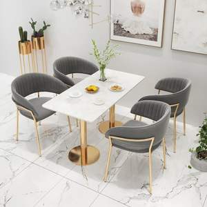 Chaise de salle à manger en velours avec pieds en métal, style moderne et luxueux, pour café et restaurant, en vente - Product Image 3