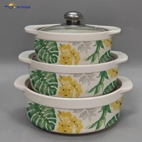 Grande marmite à soupe en céramique avec couvercle en verre, design floral moderne européen, résistante aux hautes températures, passe au lave-vaisselle