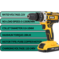 Perceuse à percussion sans fil 21V à moteur sans balais, vitesse variable, outil électrique, mandrin sans clé 10mm, ensemble double batterie, couple 30 Nm