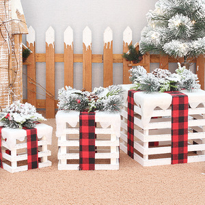 Ensemble de boîtes cadeaux en bois de Noël, 3 pièces, support de présentation rectangulaire pour intérieur/extérieur, décoration de scène d'arbre de Noël - Product Image 3