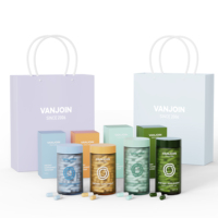 Pot en verre de 150, 180, 250 ml avec bouchon en plastique pour capsules, conteneur hermétique pour pilules avec boîte-cadeau et pochette autoportante