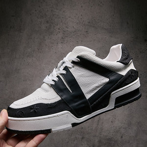 Высококачественные мужские и женские кроссовки-кеды черного цвета на шнуровке, дизайнерские, класса люкс, из натуральной кожи, на толстой подошве, повседневные, без каблука - Product Image 2