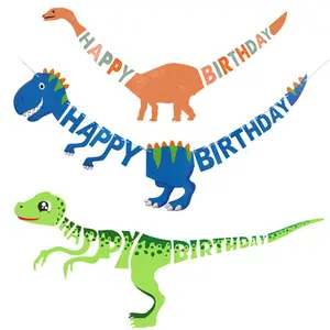 Banderole HAPPY BIRTHDAY en forme de dinosaure, décorations de fête pour enfants, pour fête d'anniversaire