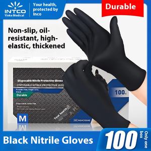 قفازات السلامة الخاصة للاستخدام مرة واحدة من النتريل الأسود اللاتكس سميكة مقاومة للاهتراء المشمسة لحماية الفحص الطبي - Product Image 3