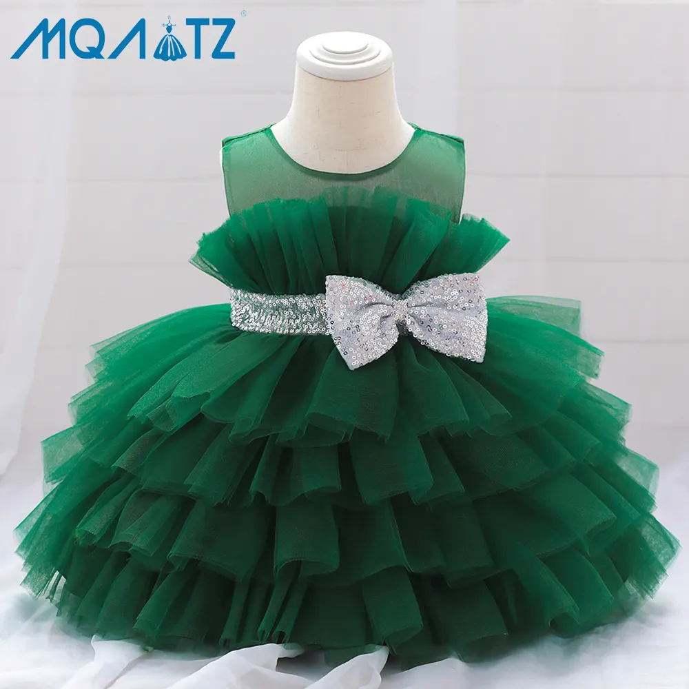 MQATZ Green Girl Tulle Birthday Party Princess Tutu Sequins Newborn Baby Bow Dress Ball Gown L2103XZ