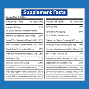 Small MOQ Vitamins Minerals <b>Supplement</b> Promote Cognitive Function Healthy Cardiovascular Multivitamin Tablets with Biotin - Product Image 4