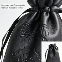 Sac à cordon en PU avec logo personnalisé en relief, pochette à bijoux en cuir souple de luxe, petit sac cadeau, emballage cosmétique, taille et couleur personnalisées
