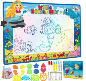 Komik DIY eğitici oyuncaklar sihirli boyama büyük su çizim Doodle Mat çocuklar için