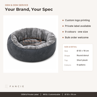 Lit-canapé rond et moelleux en tissu pour chat et chien avec rebord surélevé pour le sommeil en intérieur, pour petits animaux, utilisation à la maison, dans la cage ou en voiture