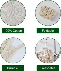 Custom Logo <b>Net</b> Mesh Bag Reusable Organic Cotton Tote Mesh Shopping String <b>Net</b> Bag for Vegetables and Package - Product Image 4