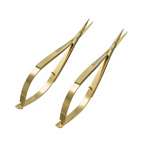Ciseaux droits à lame affûtée en plasma doré, marque privée, en acier inoxydable, à ressort, durables, pour la mise en forme des cils et des sourcils - Product Image 6