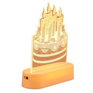 Luz LED de ilusión 3D, <span class=keywords><strong>Base</strong></span> acrílica con forma de corona, luz cálida, para decoración de dormitorio, Decoración de cumpleaños con pilas - Product Image 5