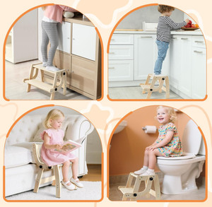 <span class=keywords><strong>Tabouret</strong></span> pliable en bois de haute qualité pour l'apprentissage de la propreté des tout-petits et l'utilisation dans la salle de bain, écologique et durable - Product Image 6