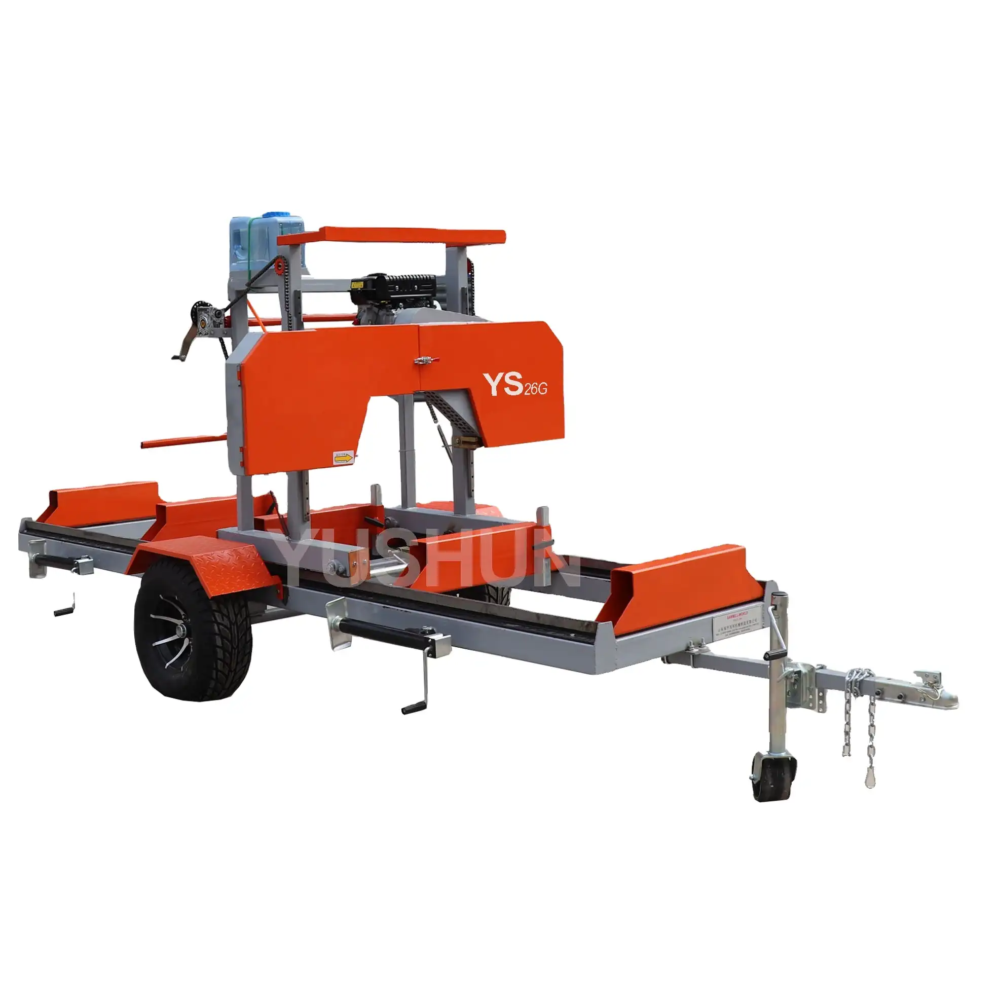 Best Selling Horizontal Portable Sawmill Horizontal Band Machine Simple Woodworking Saw with mobile wheels log cutting sawmill