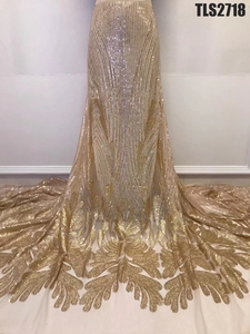 Supoo 품질 스팽글 수 놓은 아프리카 얇은 명주 그물 레이스 원단 프랑스 레이스 Dantel - Product Image 3