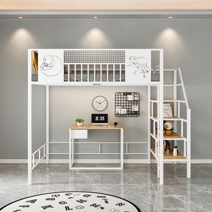 <span class=keywords><strong>Lit</strong></span> mezzanine en fer créatif moderne cadre double/queen size multifonctionnel peu encombrant <span class=keywords><strong>avec</strong></span> <span class=keywords><strong>table</strong></span> de <span class=keywords><strong>lit</strong></span> pour hôtels petits appartements - Product Image 3