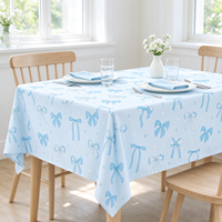 Nappe personnalisable rose et bleue avec nœud en ruban, couverture de table unie personnalisée pour mariage et fête d'anniversaire