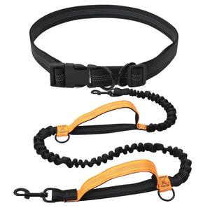 Adjustable Nylon Dog Leash With Waist Belt Shockproof Traction Rope For Running Pets Multicolor - Product Image 1