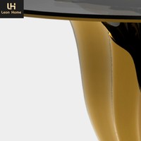 Table de salle à manger légère de luxe minimaliste en cuivre et acier inoxydable avec cadre en or pour restaurant et maison