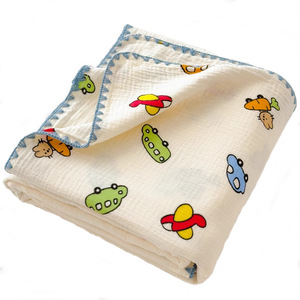 Couverture en gaze double couche en pur coton à imprimé dessin animé pour bébé, serviette de sieste climatisée, utilisation estivale - Product Image 1