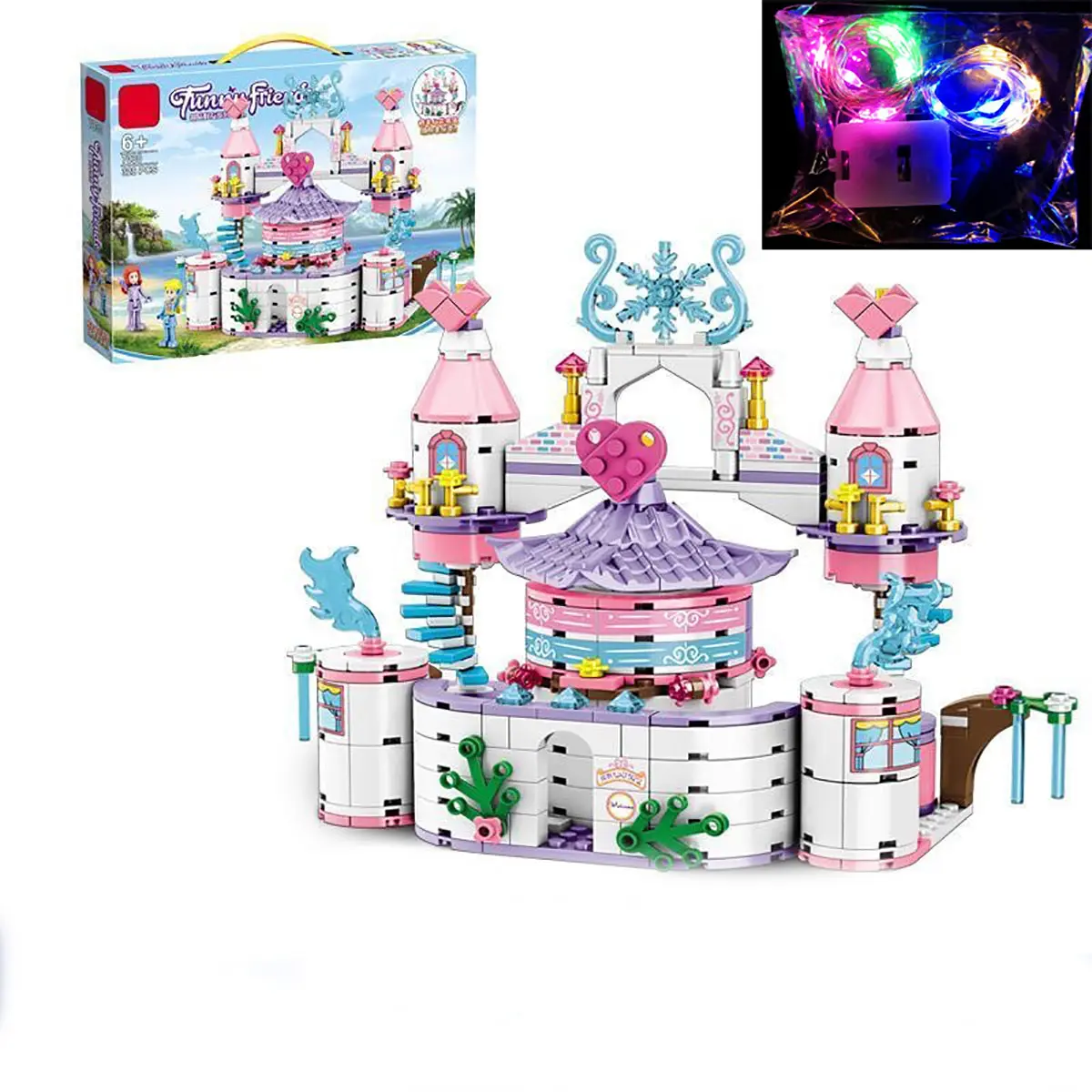 Yüksek kaliteli eğitici oyuncaklar dondurulmuş prenses kale yapı küçük parçacık yapı taşları çocuklar için hediyeler Set