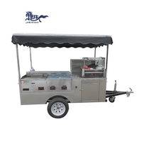Stand à hot-dogs mobile carré professionnel JX-HS180A en acier inoxydable et aluminium, 3 roues, plaque chauffante à gaz, 110V/220V, 1500W, CE, pour la restauration