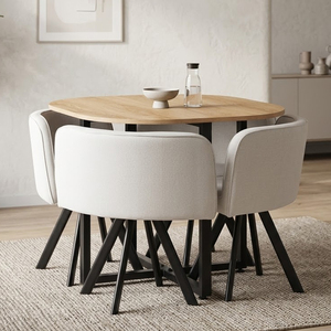 Set <span class=keywords><strong>da</strong></span> Pranzo Moderno di Lusso in MDF <span class=keywords><strong>con</strong></span> <span class=keywords><strong>Tavolo</strong></span> Rotondo e <span class=keywords><strong>4</strong></span> <span class=keywords><strong>Sedie</strong></span>, Campione Gratuito di Alta Qualità - Product Image 1
