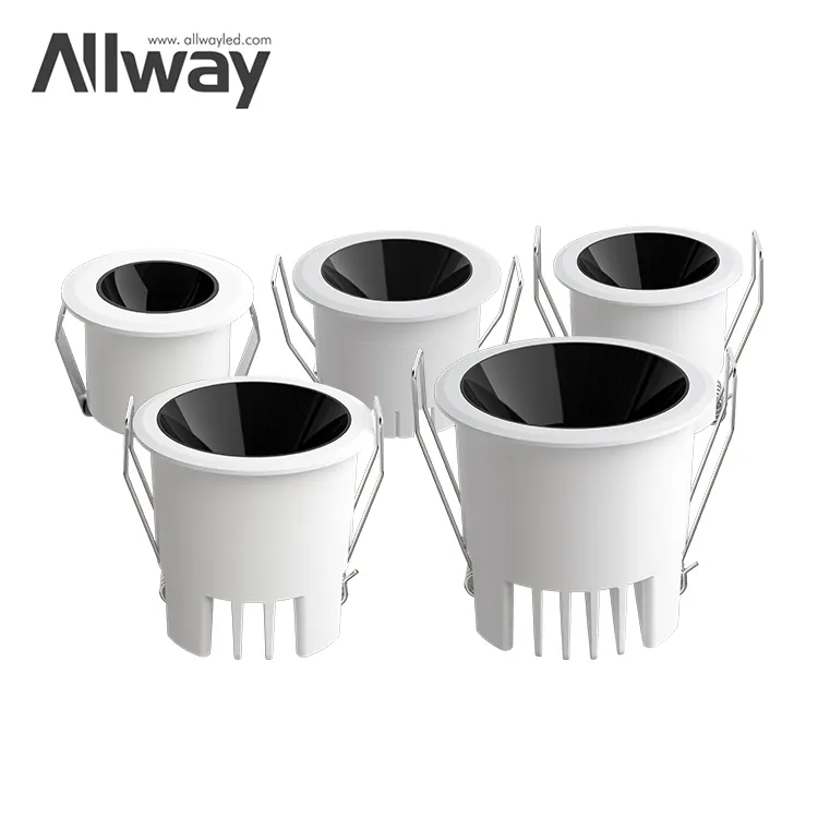 ALLWAY 최고의 가격 미니 Ac 다이 캐스트 알루미늄 Dimmable 밤 Recessed 사무실 12w Led 통