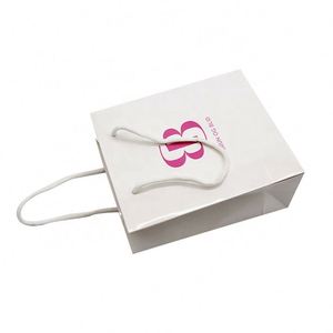 Sacs en papier de haute qualité moins chers, sacs fourre-tout en papier blanc avec logo personnalisé imprimé - Product Image 2