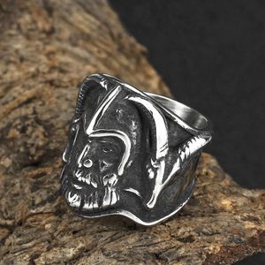 Viking Warrior <b>Ring</b> <b>Men</b> Stainless Steel Skeleton Design Hip Hop Style Fashion Jewelry Gift - Product Image 2