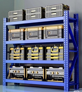 Blue Steel Storage Rack With Powder Coating Durable <b>Shelving</b> <b>Unit</b> Assembled 4 Tier Warehouse Rack - Product Image 5