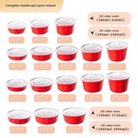 Boîte à lunch jetable en plastique PP, compatible micro-ondes, couvercle épais, sans danger pour les aliments, rouge et blanc, bol carré ondulé, 280 ml-3000 ml