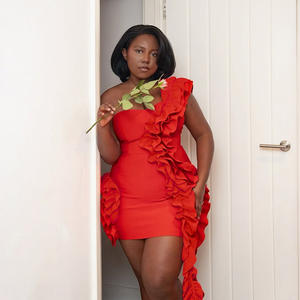 Envío rápido CY901848 mujer Ruffle Mini vestido elegante bata corta señora vestido de cena de graduación para fiesta de cumpleaños 2025 - Product Image 4