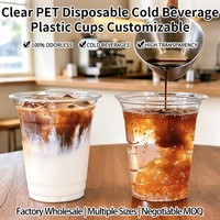 Gobelets en plastique jetables écologiques transparents personnalisés en PET, inodores, pour café glacé, bubble tea, boissons froides