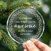 Cadeau souvenir de Noël personnalisé, pendentif en cristal de verre transparent gravé au laser, style antique, décoration suspendue pour la maison, le jardin et le sapin de Noël