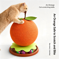Griffoir pour chat en corde de sisal naturelle, forme orange, avec base tournante et boule à billes, jouet interactif pour chat