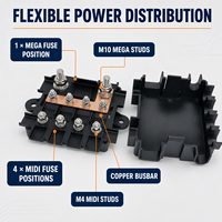 Boîtier de distribution d'alimentation 12V 4 voies avec porte-fusibles MIDI et bloc de fusibles MEGA, barre omnibus en cuivre pour VR, marine, automobile