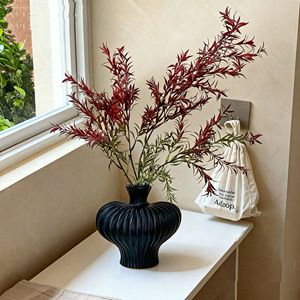 Jarrón de Flores Artificiales Estilo Wabi Sabi con Adorno de Saliegueira Dorada, Decoración Redonda de Plástico para el Hogar, para Arreglos en Sala de Estar o Mesa de Comedor - Product Image 4