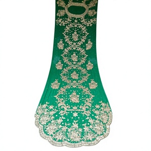 A.K.TRENDY Designer Somali Bridal Set 3 Pcs Garbasar Gogra Dirac Spandex/Polyester Velvet <b>Fabric</b> <b>Medium</b> Weight Satin Jacquard - Product Image 3