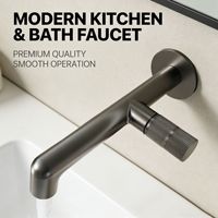 Robinet de lavabo mural monotrou moderne et minimaliste en laiton massif, eau froide et chaude, avec valve en céramique, finition chromée pour comptoir de salle de bain