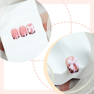 Ventes flash, style français, <span class=keywords><strong>faux</strong></span> ongles carrés en <span class=keywords><strong>marbre</strong></span> rose, motif arc, amovibles, 24 pièces, pour les doigts - Product Image 2