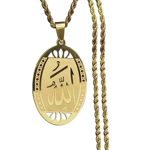 Factory Wholesale High Quality Muslim Islamic Quran Allah Stainless Steel Statement Pendant Necklace