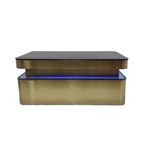 Table de bar multifonctionnelle haut de gamme en verre trempé et acier inoxydable pour KTV, table basse avec éclairage LED coloré, usage commercial