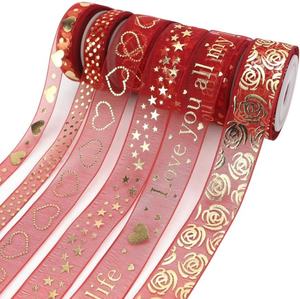 Cintas de Organza Transparentes con Estampado de Corazón Rojo y Dorado Personalizadas con la Frase '<span class=keywords><strong>Te</strong></span> <span class=keywords><strong>Amo</strong></span> Solo <span class=keywords><strong>para</strong></span> Ti' <span class=keywords><strong>para</strong></span> Decoración de Regalos del Día de San Valentín - Product Image 1